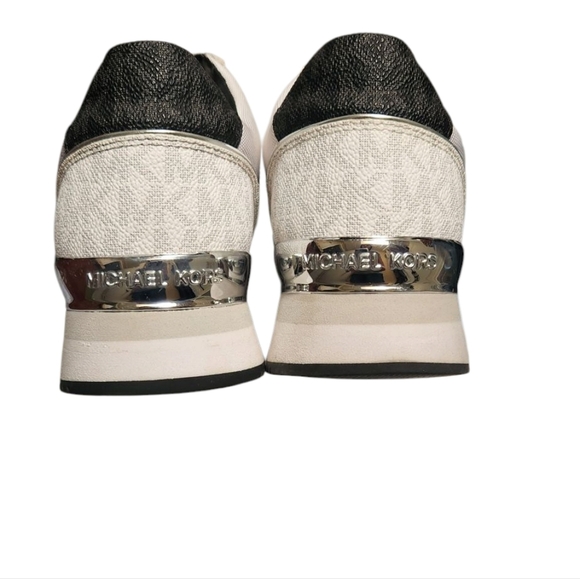 Michael Kors Maddy Two-Tone Logo Trainer Bright White - Picture 3 of 6